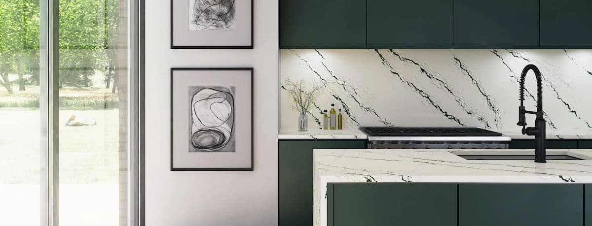 cambria ivybridge quartz kitchen countertops with kitchen island